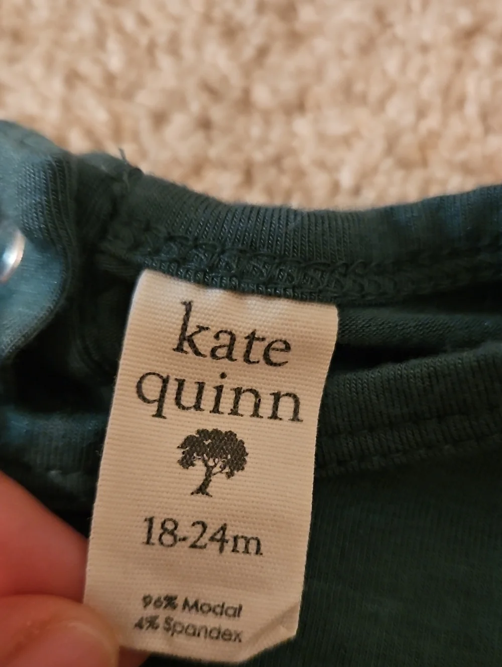 Kate Quinn 18-24M Modal Short Sleeve Romper Green Stained